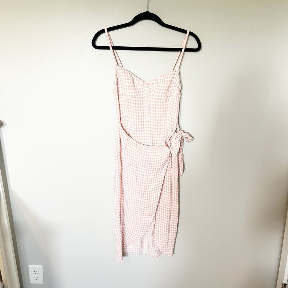 Reformation Pink Gingham Midi Dress - Picture 2 of 11